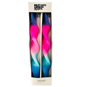 Vibrant Pink and Blue Gradient Taper Candles